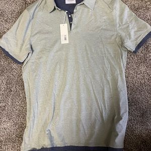 Brand new polo shirt, blue and grey, size M